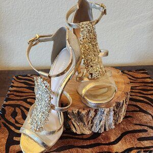 Gianni Bini Metallic Jeweled Sandals